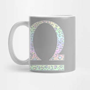 Libra Zodiac Horoscope Symbol in Pastel Rainbow Leopard Print Mug